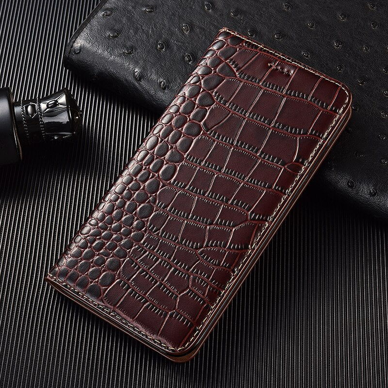 Crocodile Genuine Flip Leather Case For Meizu 15 M15 16 16S 16T 16TH 16XS 17 18 18S 18X 20 Note 8 9 Pro Lite Phone Cover Cases