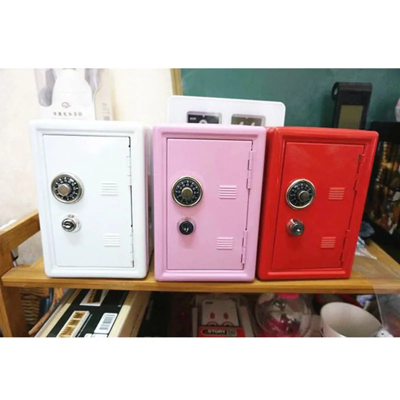 Mini metal safes password key dual-use safe box creative home crafts ornaments small security cash jewelry storage box