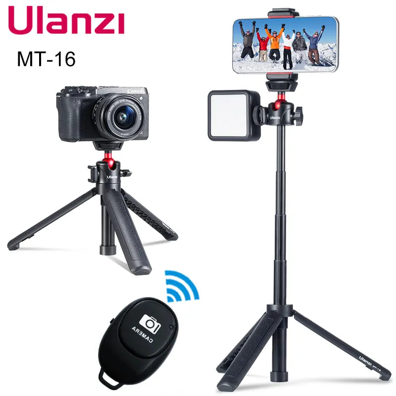 VIJIM Ulanzi MT-16 Foldable Tripod for Phone Cold Shoe Ball Head 1/4'' Selfie Stick Mini Holder Bracket for Mobile Camera DSLR