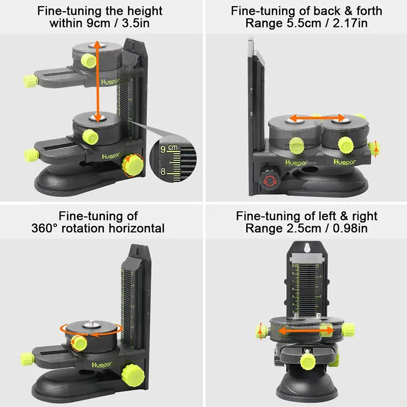 Huepar Laser Level Adapter  Multifunctional Fine-tuning Bracket Magnetic Pivoting Base with Adjustable Clip Holder Level Tools
