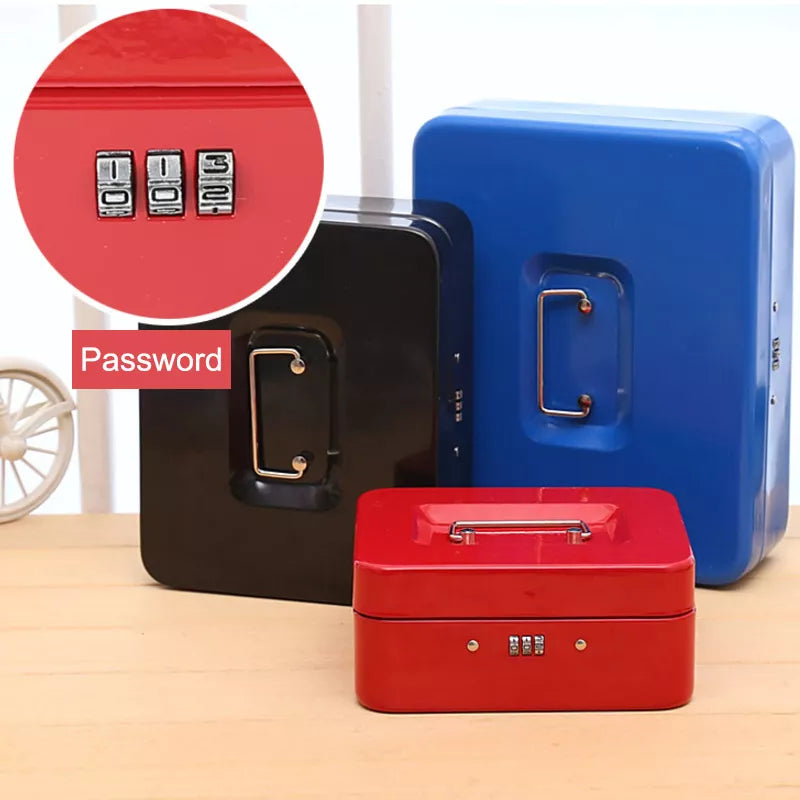 Portable Security Safe Box Password Lock Money Jewelry Storage Metal Box with Lock for Home School Office Security Cash Key Boxs