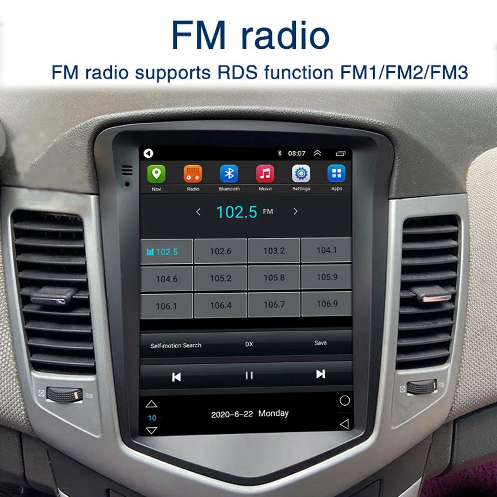 For 2009-14 Chevy Cruze 9.7'' Vertical Android 10.1 Car Radio Multimedia Head Unit Player GPS Wifi Quad-Core 4+64G