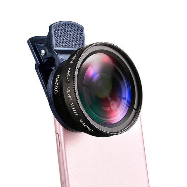 2 In 1 Mobile Phone Lens 0.45x Super Wide Angle 12.5x Macro HD Camera Lens For iPhone 12 11 8 7 6 XS Huawei Xiaomi Samsung