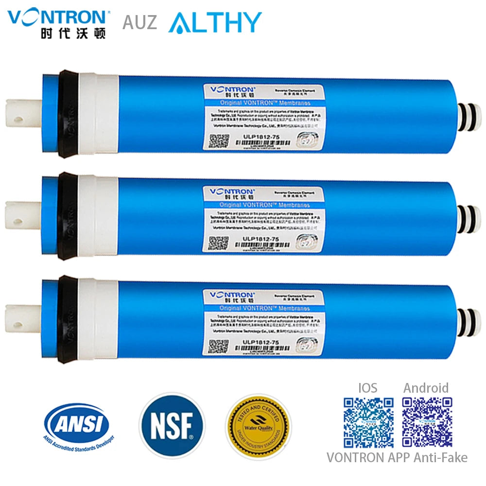 VONTRON Reverse Osmosis RO Membrane 75GPD / 100GPD Replacement Water Filter System Purifier Drinking  ULP1812-75 / ULP2012-100