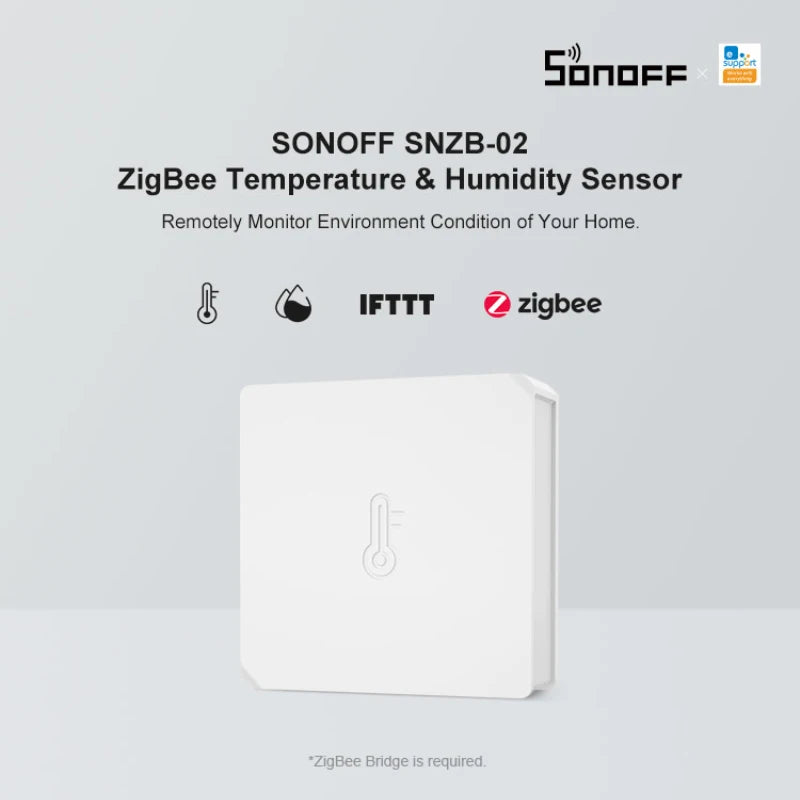 SONOFF Zigbee 3.0 Temperature Humidity Sensor SNZB-02 Thermometer Monitor Smart Home Remote Control By Alexa Google Home eWeLink