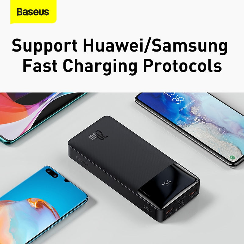 Baseus 30000mAh Power Bank PD 20W Portable Charging External Battery Charger Pack 20000mAh Powerbank For iPhone Xiaomi PoverBank