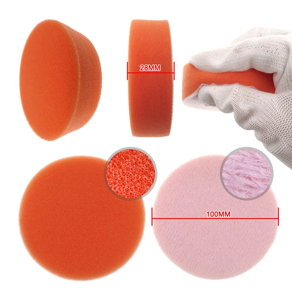 5 Piece Polishing Pads 4''5''6 ''Buffing compound Pads Sponge Waxing Kit for Backing Plate Car Polisher Auto Beauty Paint Care