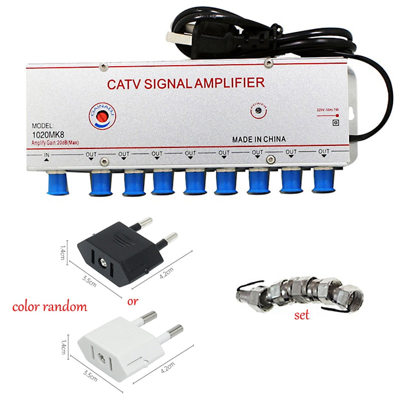 2/3/4/6/8 Way 20/30dB CATV Digital Cable TV Box Antenna Indoor Signal Amplifier 220V 50/60Hz Adjustable Gain