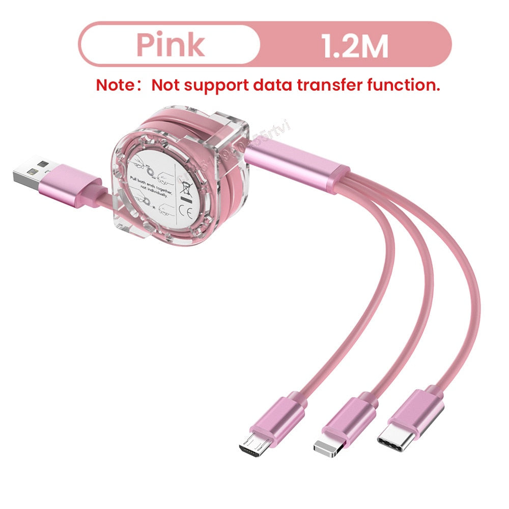 3In1 2in1 Micro USB Type C 8 Pin Multi Charger Cable For iPhone 13 12 11 Huawei P40 Pro Mobile Phone Cable Charging Cabel Cord