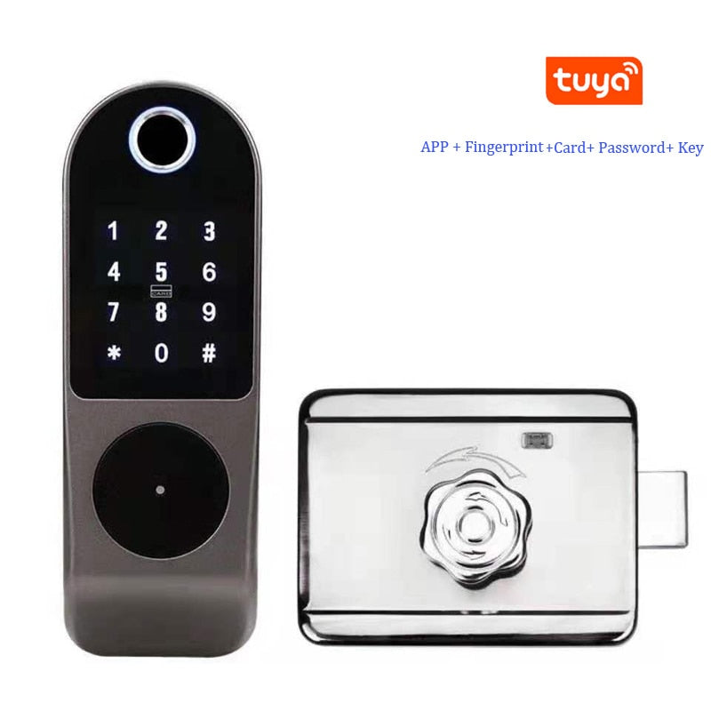 Tuya App Smart Lock Double Side Fingerprint Lock Waterproof Security Home Lock Digital Password RFID Keyless Entry Door Lock