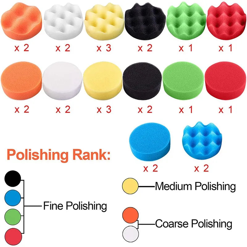 35 Pieces Car Polishing Pad Kit 80mm Buffing Pads Foam Polish Pads Polisher Attachment for Drill