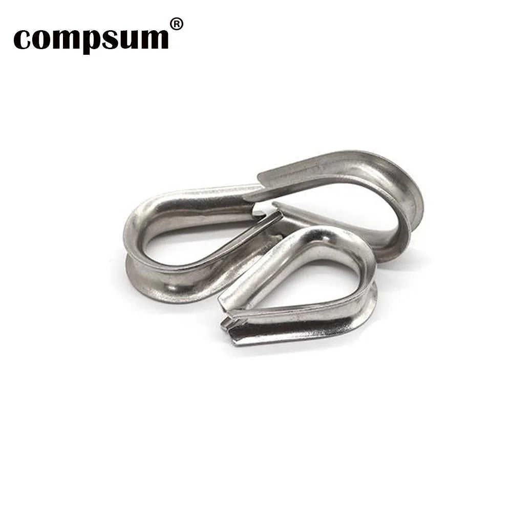 304 Stainless Steel Thimbles Silver Ring Clamp Winch Wire Loop