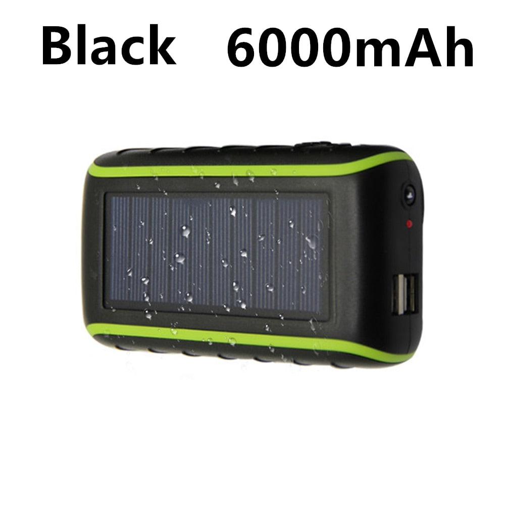 Multifunctional Solar Power Bank 6000/8000mAh Hand Crank Dynamo Powered Double USB Outdoors Solar Portable Charger PoverBank