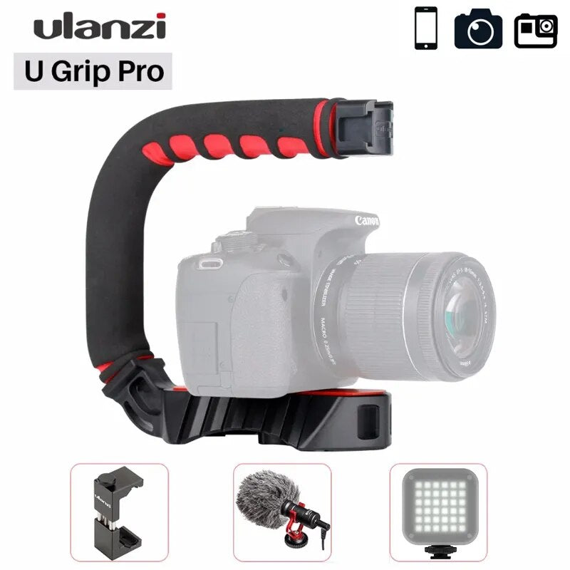 Ulanzi U-Grip Pro Camera Stabilizer Video Rig Cage Triplle Cold Shoe Handheld Steadicam for iPhone 11 GoPro 7 6 5 Canon Sony