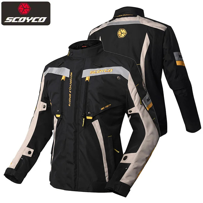 Winter Motorcycle Men's Jacket SCOYCO Motocross Removable Waterproof warm lining Jackets four season MOTO  Accessories Midi Coat
