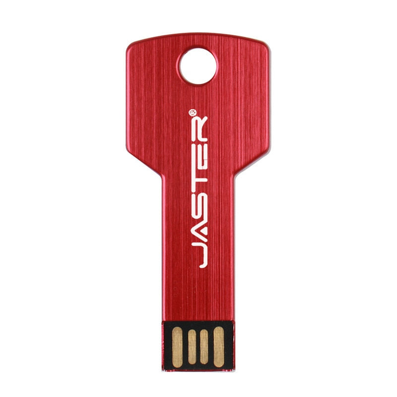 JASTER Metal key Shape USB Flash Drive Pen Drives Custom logo Memory Stick Real Capacity U Disk 4G 8G 16G 32GB 64GB 128GB