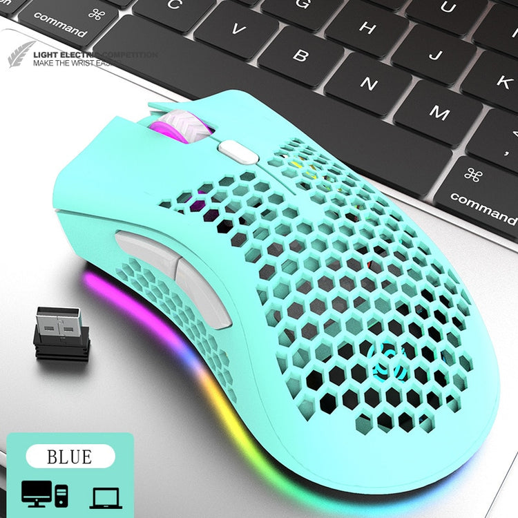 BM600 Rechargeable Gaming Mouse USB 2.4G Wireless RGB Light Honeycomb Gaming Mouse Desktop PC Computers Notebook Laptop Mice