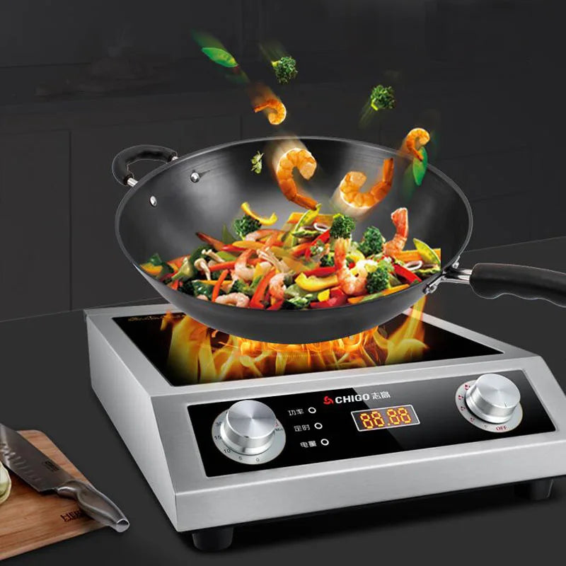 Induction Cooker 3500W High-power Commercial Stainless Steel Electric Frying Stove Hotel Restaurant Hot Pot Cooking Kitchenware