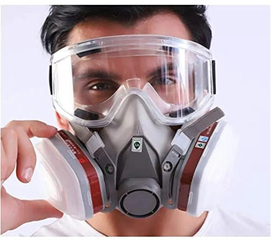 6200 Dust Gas Mask Filters Suit Industrial Half Face Painting Spraying Respirator with Protective Fog-proof Glasses Safety Work