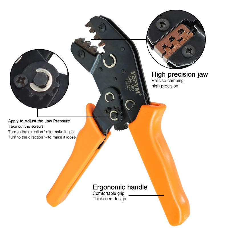 SN-48B crimping pliers 0.5-2.5mm2 high precision jaw with TAB 2.8 4.8 6.3 car terminals sets wire electrical hand tools