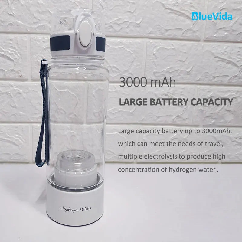 Bluevida new sports style SPE & PEM hydrogen water generator, H2 up to 3000ppb and large battery capacity hydrogen water bottle