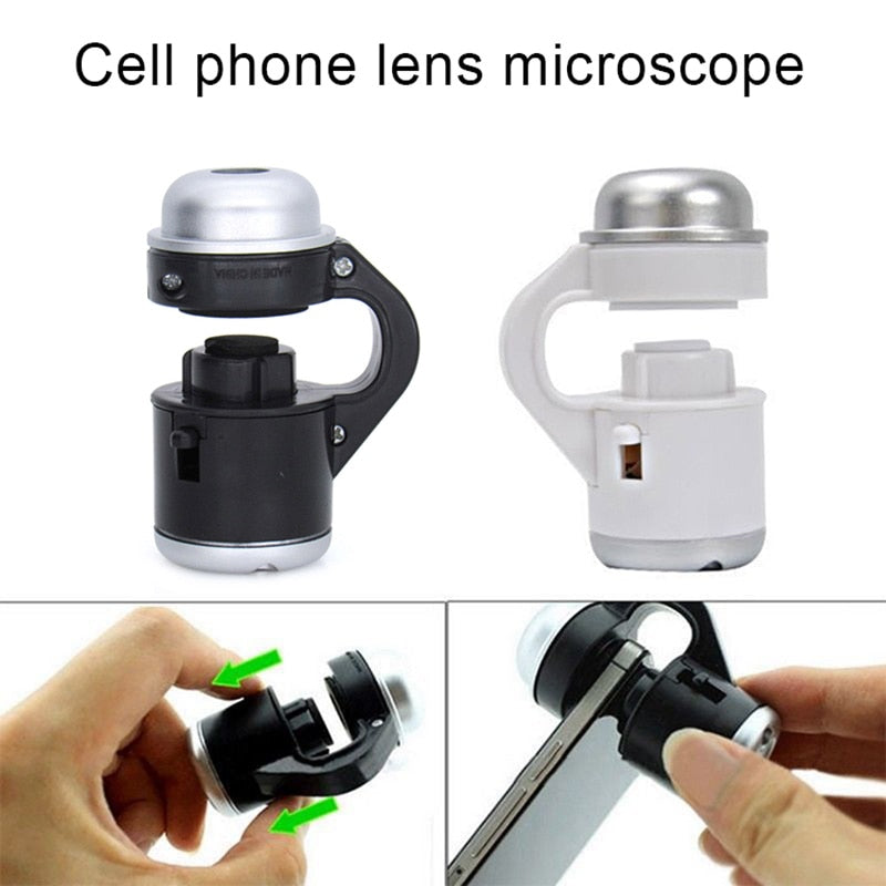 Mobile Phone Microscope Telescope Camera Clip Lens 30x Zoom LED Light Photography PR Sale
