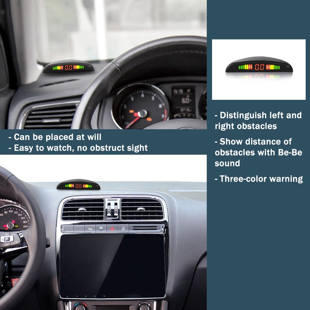 Parking Sensor Car Parking Kit LED Display 4 Sensors 22mm Backlight Reverse Backup Radar Monitor System 12V 8 Colors