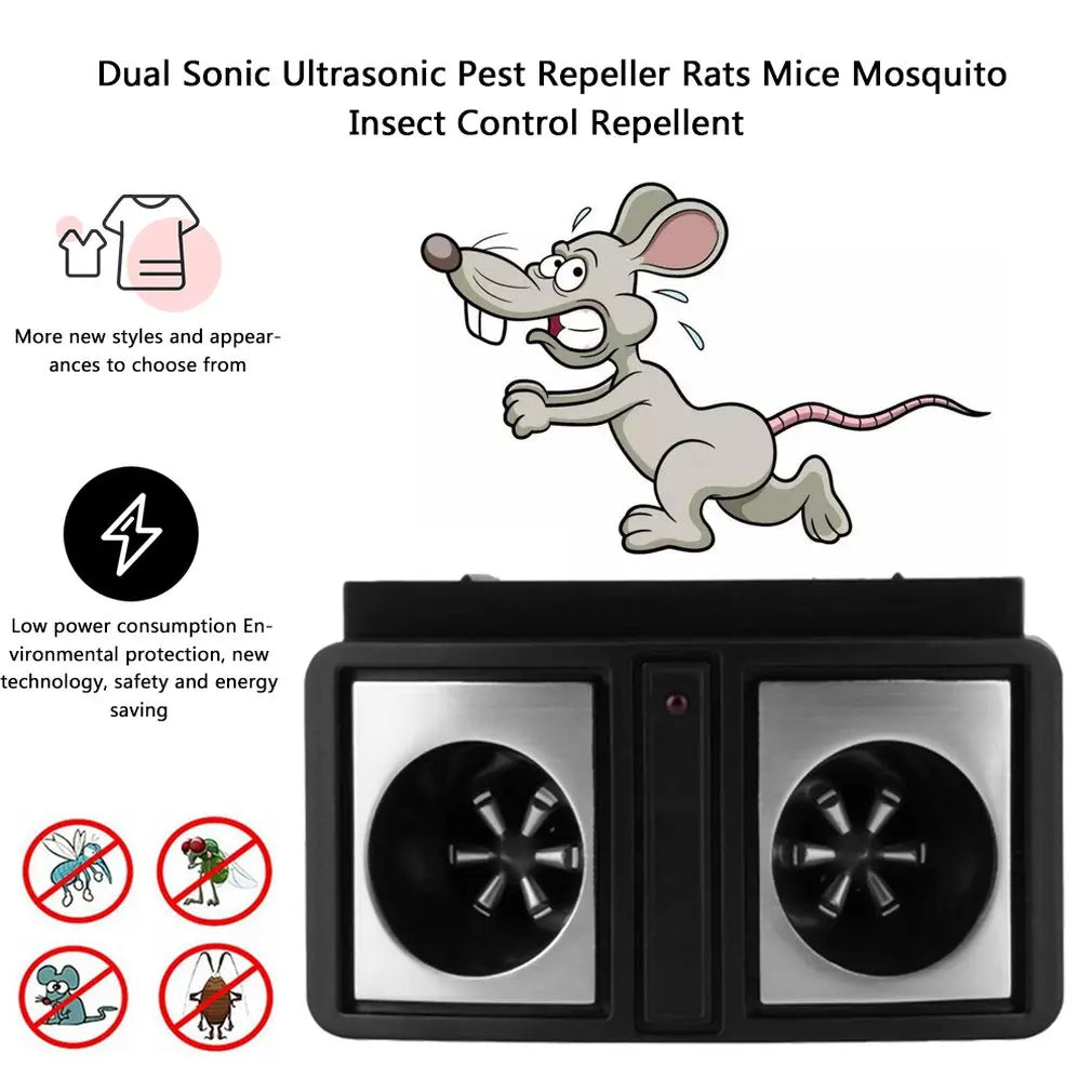 New Electronic Ultrasonic Pest Repeller Dual Sonic Mice Rat Rodent Control Mosquito Cockroach Bug EU Plug Low Power Selling