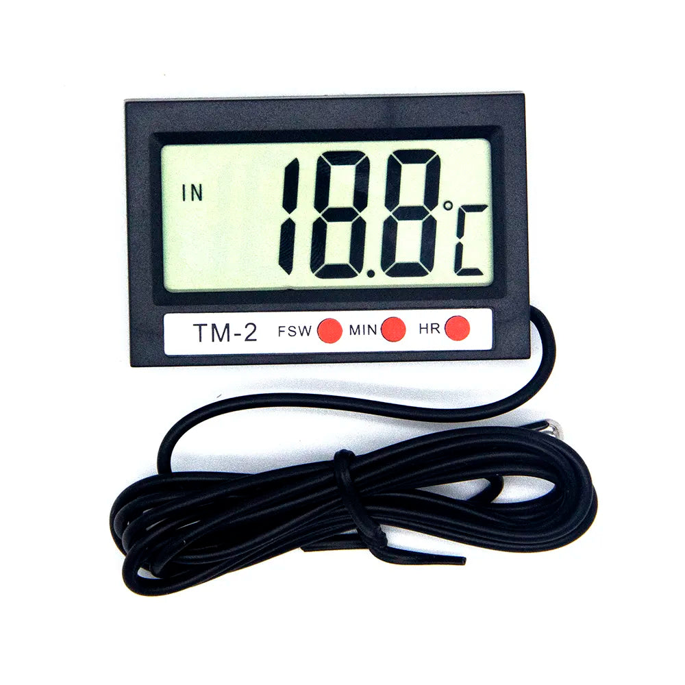 New LCD Digital Temperature Meter Home Indoor Outdoor Refrigerator Fridge Thermometer Weather Station with Clock -50℃~ 70℃