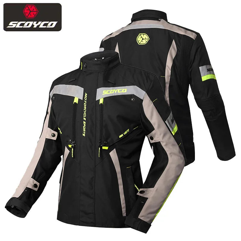 Winter Motorcycle Men's Jacket SCOYCO Motocross Removable Waterproof warm lining Jackets four season MOTO  Accessories Midi Coat