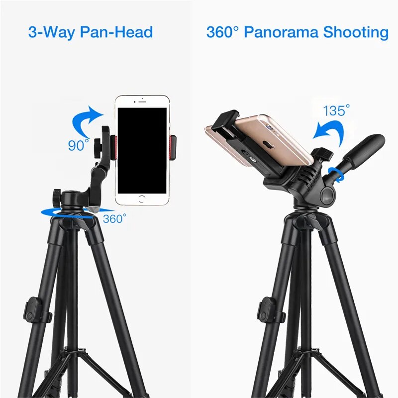 NA3560 Phone Tripod 55in Professional Video Recording Camera Photography Stand for Xiaomi HUAWEI iPhone Gopro with Selfie Remote