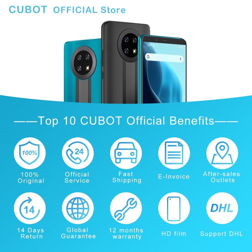 Cubot Note 9 Smartphone 5900mAh Battery Octa Core Mobile Phone 5.99" Screen 3GB+32GB Telephone Triple Camera Android 11 Dual SIM