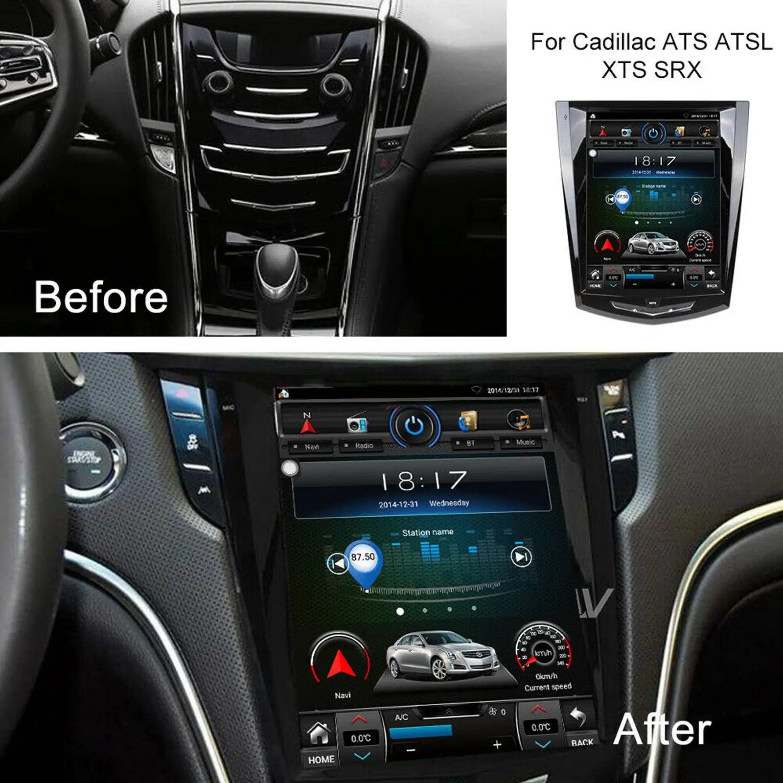 Android Car DVD Player Radio GPS Navigation Stereo Vertical Screen Multimedia Player For Cadillac ATS SRX XTS ATSL CTS 2014-2017