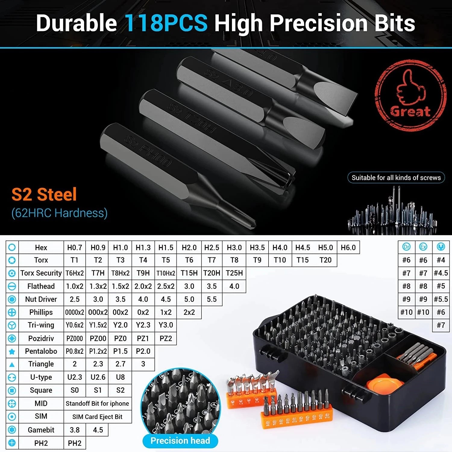 140/135/122 in 1 Screwdriver Set Magnetic Screwdriver Bits Repair Phone PC Repair Device Hand Tools Torx Hex Screw Driver Tools