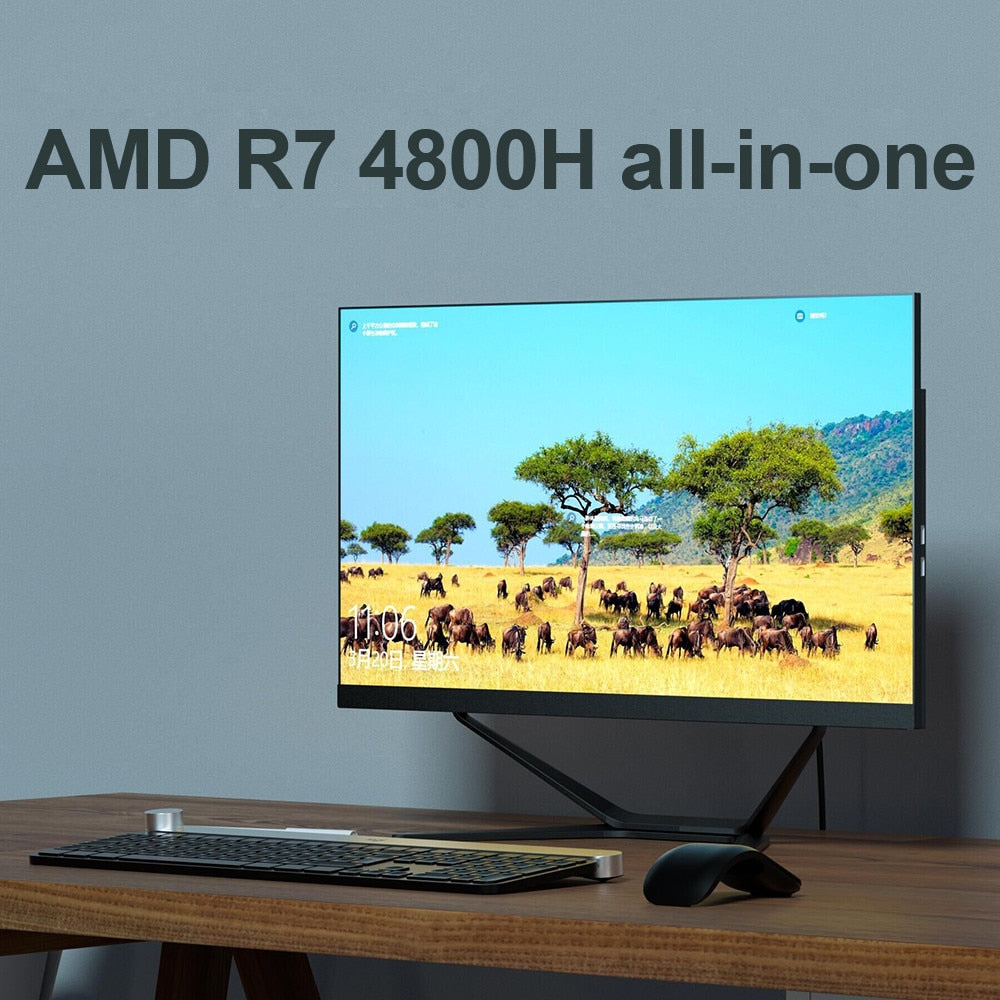 All-in-One Computer Ultra-thin 23.8 inch IPS Monitor 7nm AMD Ryzen 7 4800H Desktop PC Gamer 2*DDR4 NVMe SSD Windows 10 AX WiFi6