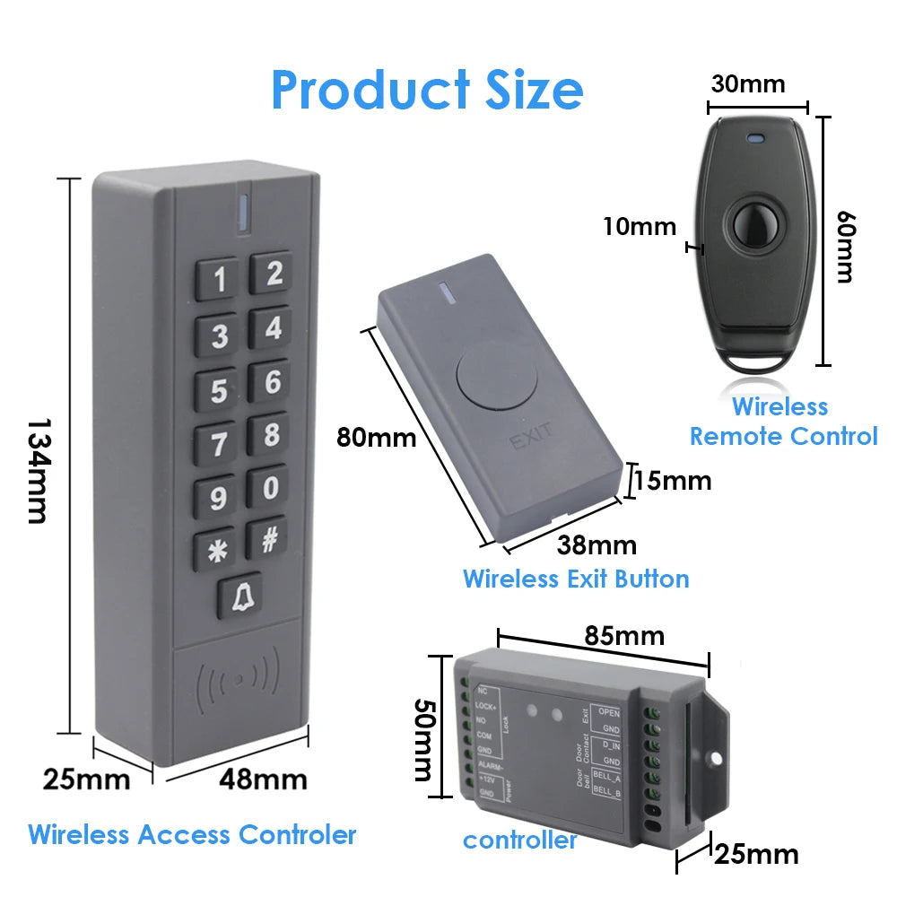 Waterproof Wireless Door Lock Remote Control Access Control 125Khz 13.56Mhz RFID Access Control Wireless Keypad Control Reader