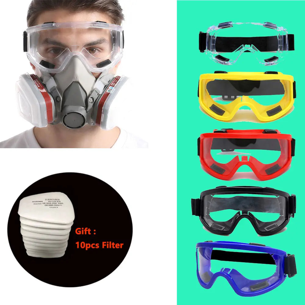 New 8-In-1 6200 Dust Gas Respirator Half Face Dust Mask For Painting Spraying Organic Vapor Chemical Gas Filter Work Safety