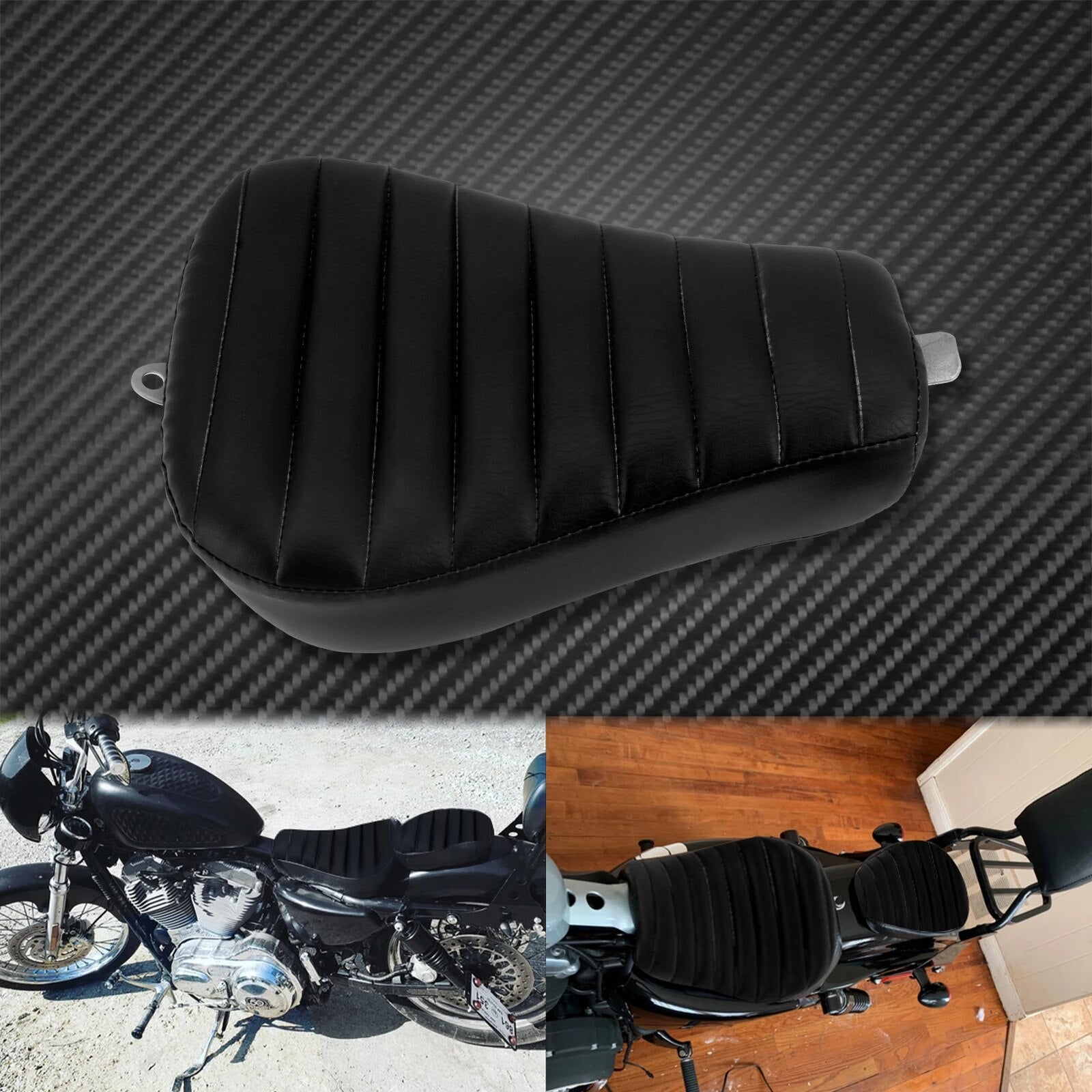 Motorcycle Leather Driver Pillow Solo Seat Cushion Front Pillion Pad Black For Harley Sportster XL 48 1200X 10-15 72 1200V 12-15