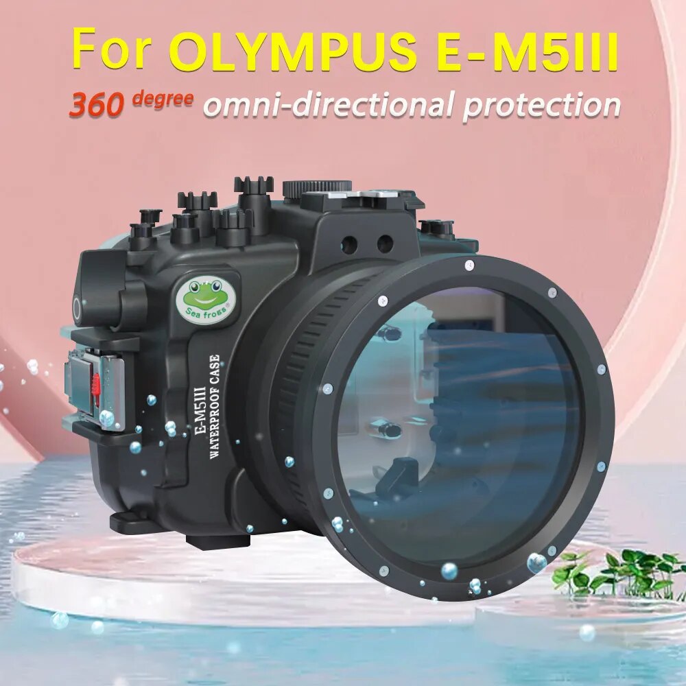 40meter Waterproof Camera Case Housing for Olympus E-M5III 12-40mm 12-50mm Dome Port