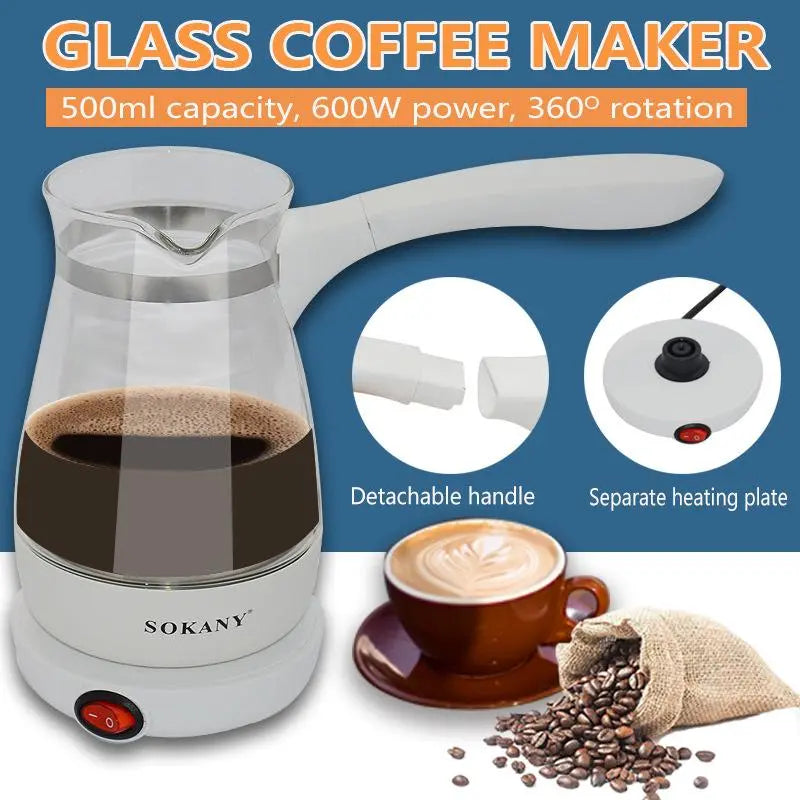 500Ml Electric Coffee Kettle 600W Coffee Maker Pot Portable Espresso Machine Fast Heat Resistant Eu Plug Waterproof