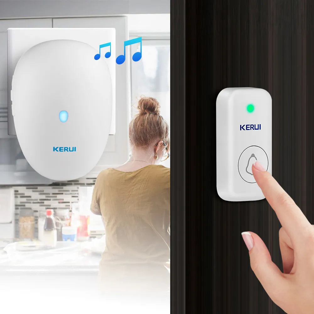 KERUI M521 Wireless Doorbell Outdoor 57 Song 300M Range Smart Home Door Bell Chime Ring 433MHz Waterproof Button Plug and Play