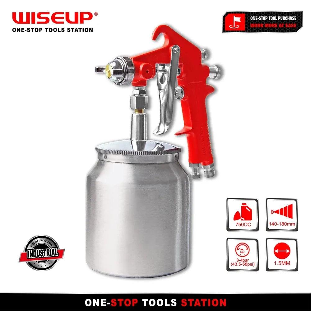 WISEUP Professional Pneumatic Airbrush 1.5mm Nozzle Paint Spray Gun High Quality 750ml Sprayer For Painting Car Pneumatic Tools