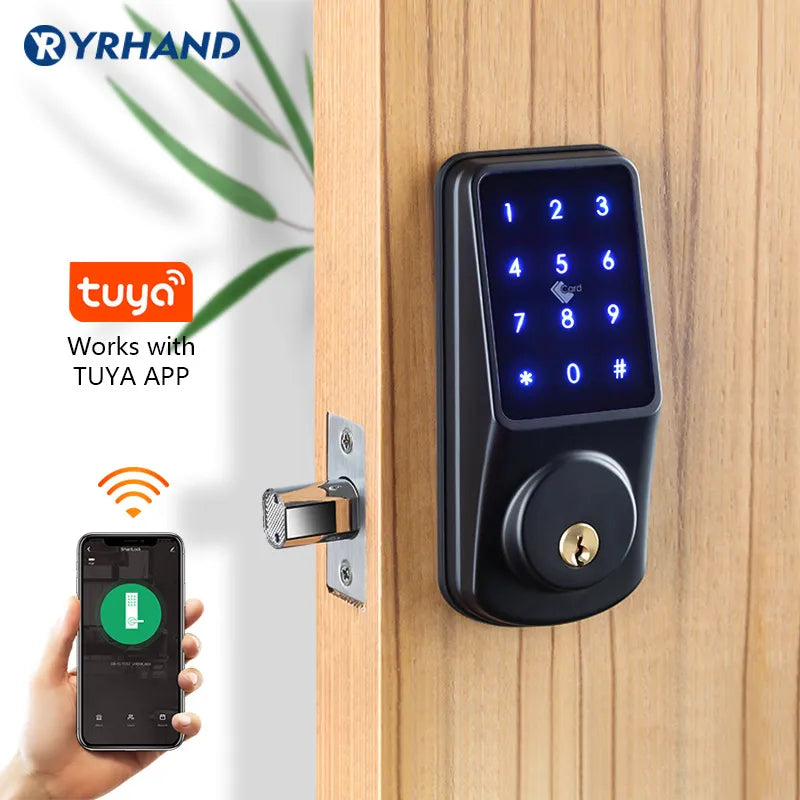 Tuya Smartlife Home WiFi Keyless Secure Keypad Remote Control Deadbolt Electronic Digital Smart Rfid Door Lock