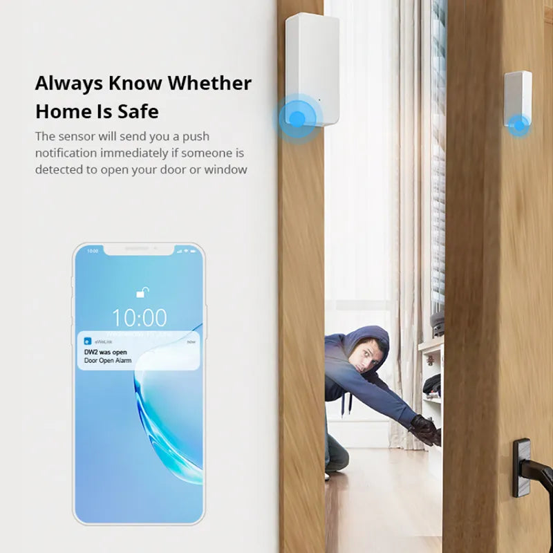 SONOFF DW2 WiFi/ SNZB-04 Zigbee Window Door Sensor Door Open/Closed Detectors EWeLink App Notification Smart Home Security Alarm