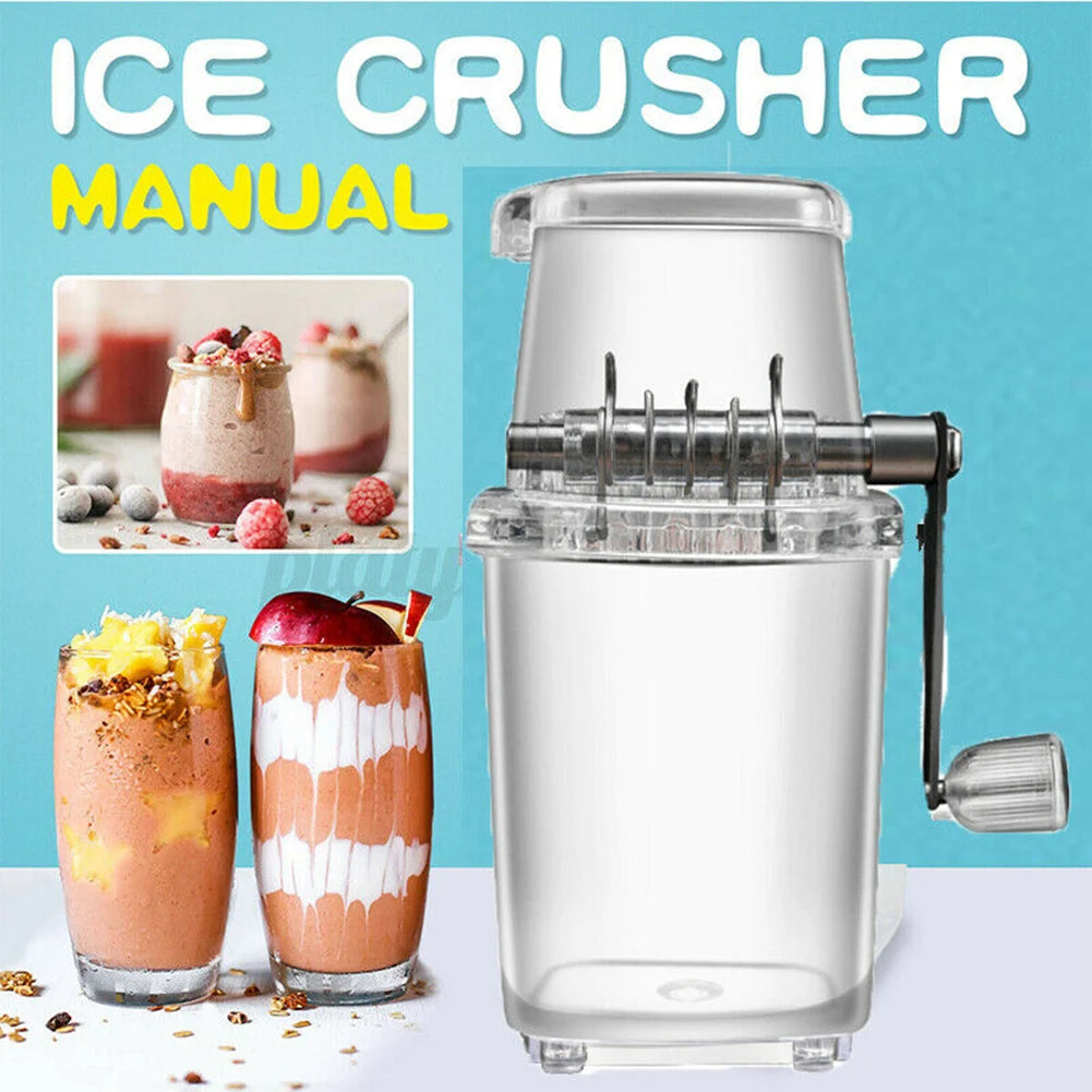 Portable Manual Ice Crusher Shaver Shredding Machine Hand Snow Cone Transparent Ice Machine