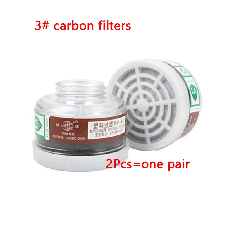 2 Pcs 3# Anti-Dust Gas Mask Cartridges Paint Spray Pesticide Respirator Replacement Activated Carbon Filters for Leather Mask