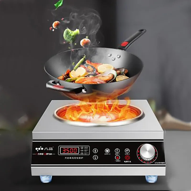 3500W  Induction Cooker High Power Commercial Multifunctional Induction Cooker Hotel Canteen Kitchenware Concave Stainless Steel