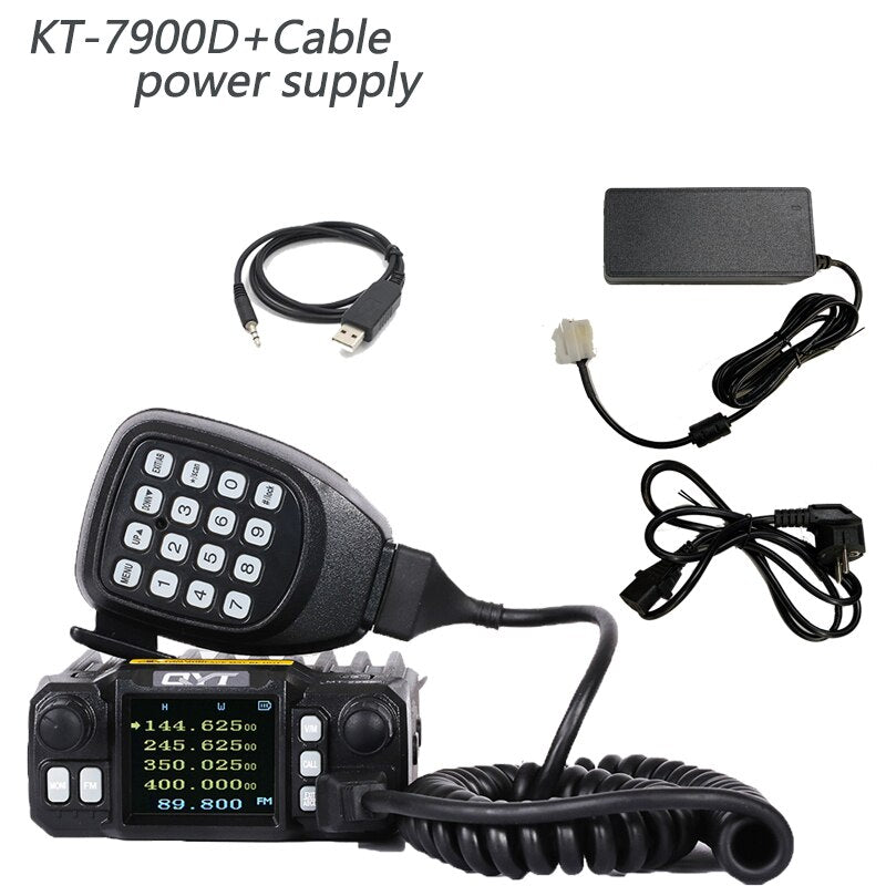 QYT KT-7900D S/N:2206 Mini Mobile Radio 25W Quad Band 144/220/350/440MHz CB Transceiver Radio Comunicador Walkie Talkie 10KM