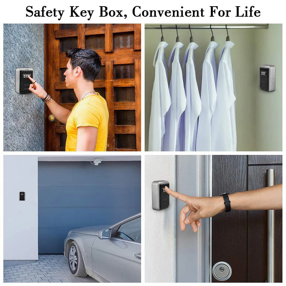 Waterproof Wall Mount Key Storage Secret Box Organizer 4 Digit Password Security Lock No Key Home Office Safe Box caja fuerte