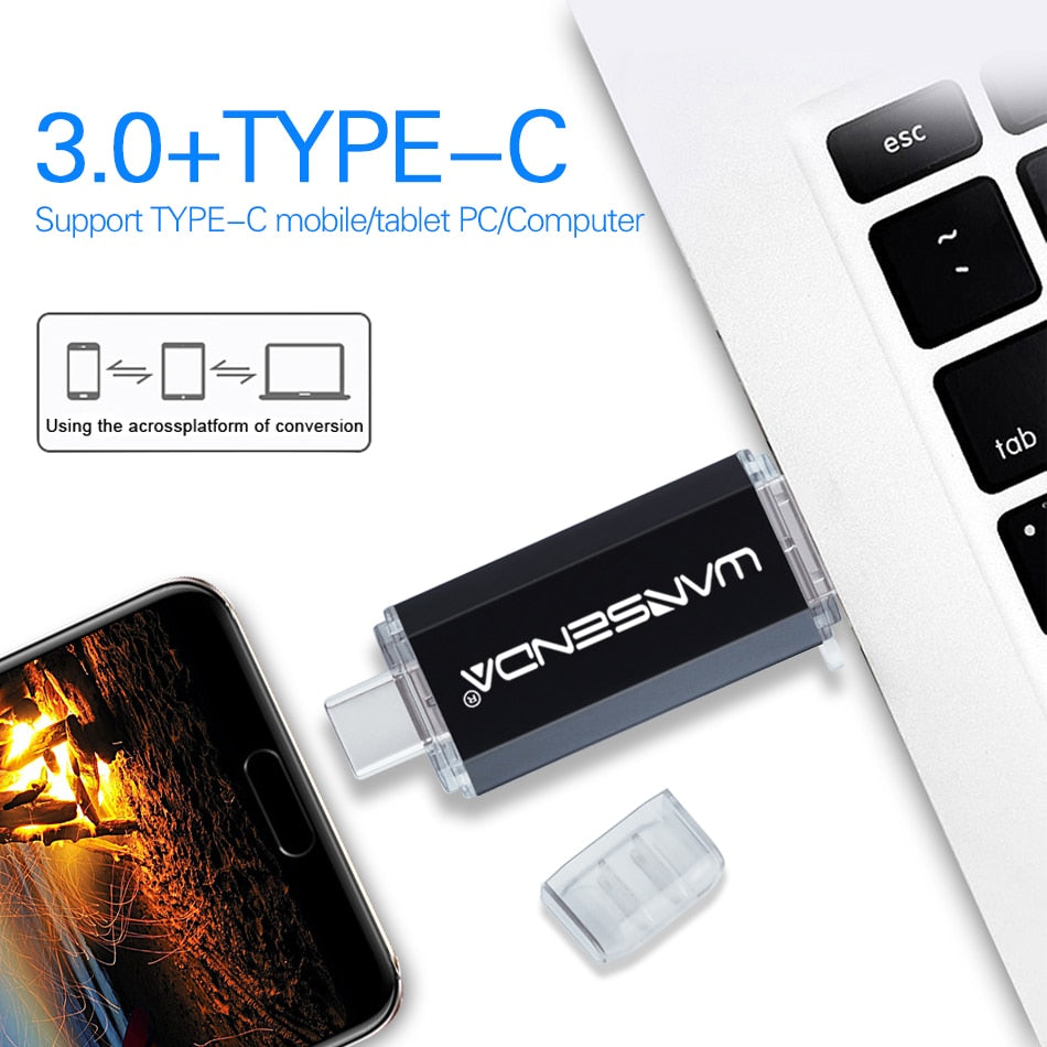 Hotsale WANSENDA OTG USB Flash Drive Type C Pen Drive 512GB 256GB 128GB 64GB 32GB 16GB USB Stick 3.0 Pendrive for Type-C Device